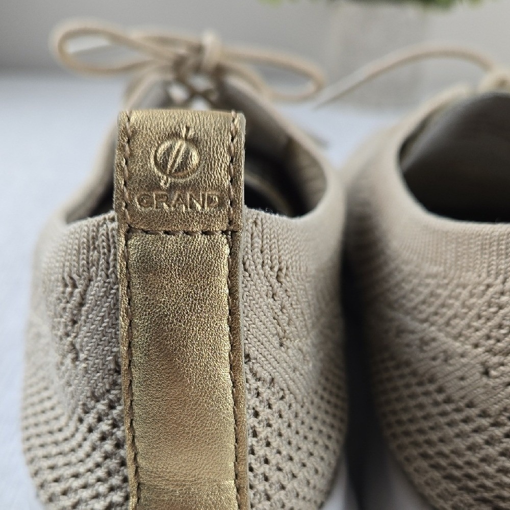 Cole Haan Zerogrand Stitchlite Oxford Beige Gold Knit Sneakers Womens 8.5B - Picture 7 of 16